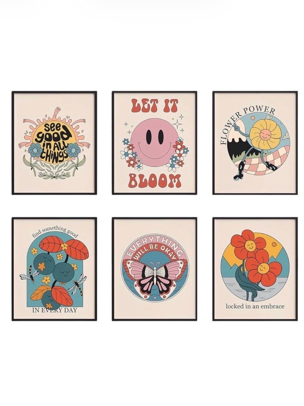 Wall Art Prints Retro 70’s SET OF 6 NWT